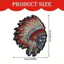1pc Skull Chief Embroidered Patch, Personalized Style DIY Clothing Repair Fabric, Backpack Decoration Patch, Suitable For Jackets, Jeans, Hats, Backpacks, Etc. - A - View 3