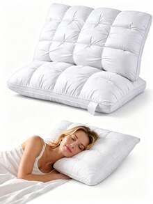 3D Plush Pillow, White, Fluffy Soft Thickened, Hotel Series Pillow, Breathable Cotton Pillowcase, Good Support, Soft And Comfortable, Suitable For Multiple Sleeping Positions, Ideal For Outdoor Travel - Thickened Bread Pillow - View 11