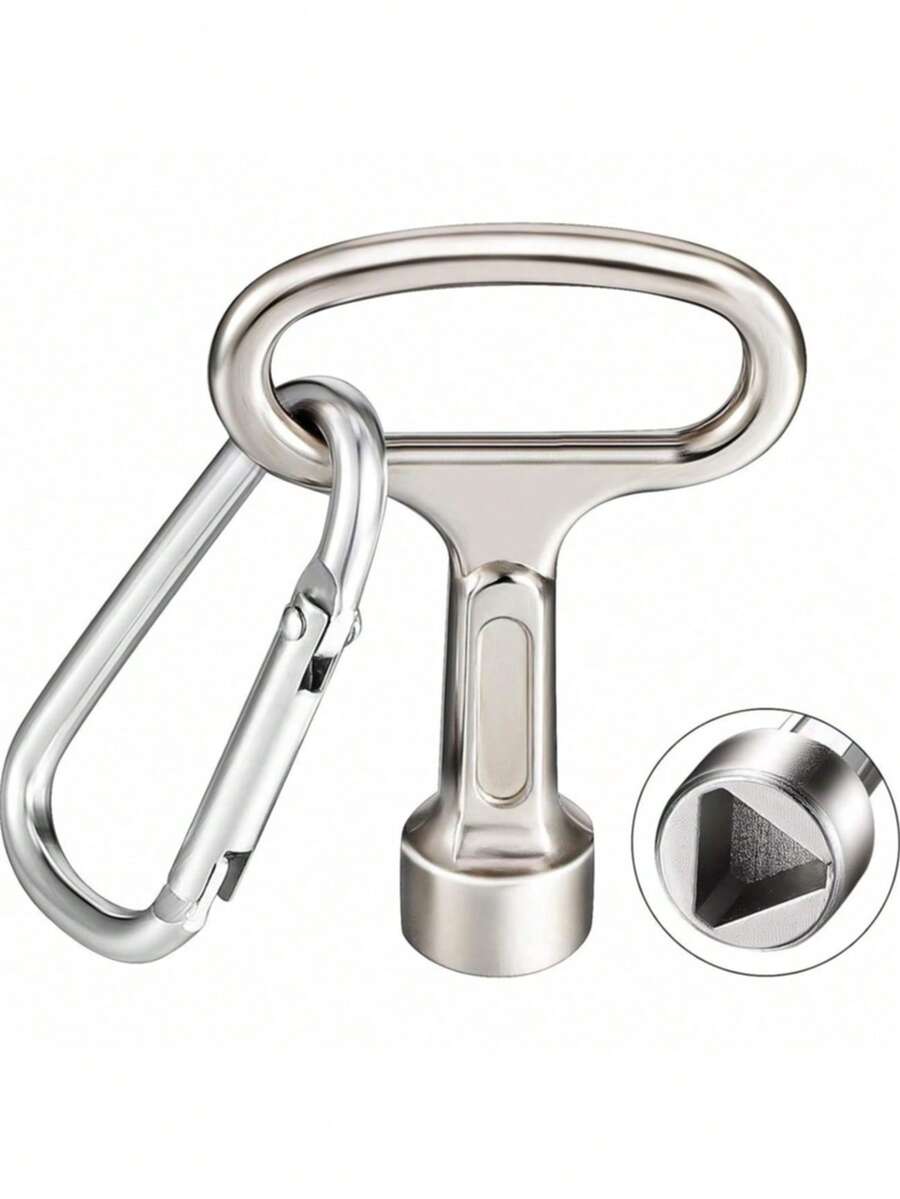 6/2PCS Kunci Serbaguna Segitiga Paduan Seng dengan Carabiner, Alat Pembuka Darurat Tahan Korosi untuk Meter Listrik, Gas, Pipa Air, Kabinet, dan Katup