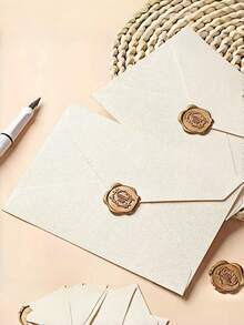 1Set Complete Letter Writing Set – 10 Sheets Of Stationery Paper, 3 Envelopes & 3 Wax Seal Stickers – Ideal Gift For Weddings, Invitations & Personal Notes,Pen Pals,Journaling Enthusiasts - A - View 2