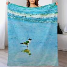A Special Gull On The Shore Throw Blanket Luxury Camping Blankets For Bed Bed Fashionable Blankets - Black - View 9