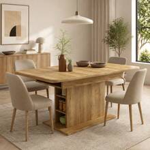 Extendable Dining Table / Modern, Minimalist Style Dining Table / With Storage Space / Dining Table/Café And Side Table / Multifunctional / Large Storage Space / Suitable For Dining Room And Living Room - 自然色 - 查看 3