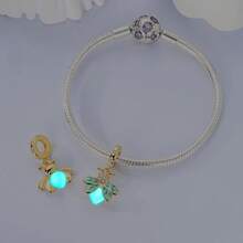 1pc S925 Sterling Silver Glow-In-The-Dark Firefly Pendant Bead, Dual-Color Hollow Enamel Wings With Rhinestone Inlay Design, Unique Luminous Texture In Dark, Comes With Gift Box, Fresh Mori Style, Suitable For Bracelets And Necklaces, Handmade DIY Beaded Accessory, Niche Creative Gift Item - Multicolor - View 6