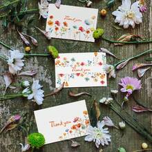 12pcs, Bohemian Wildflower Birthday Party Wedding Thank You Folded Cards, Can Be Written As Greeting Cards With Envelopes, Includes 6 Envelopes + 6 Folded Cards - Sets - View 7