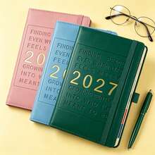 2027 English Planner Diary Notebook With Elastic Band, Business Office Time Management Handbook, Monday To Friday One Page Per Day, Weekend Two Days Per Page School Supplies - A5 - View 5