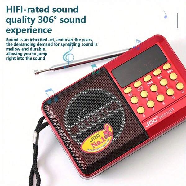 Draagbare FM-radio, Bluetooth 5.4 radioluidspreker, zakmini-radio, 1200mAh oplaadbare radio, LED-digitaal display radio, TF-kaart USB Mp3-speler, draagbare audiospeler, radio voor senioren en ouderen, handheld Bluetooth-radio