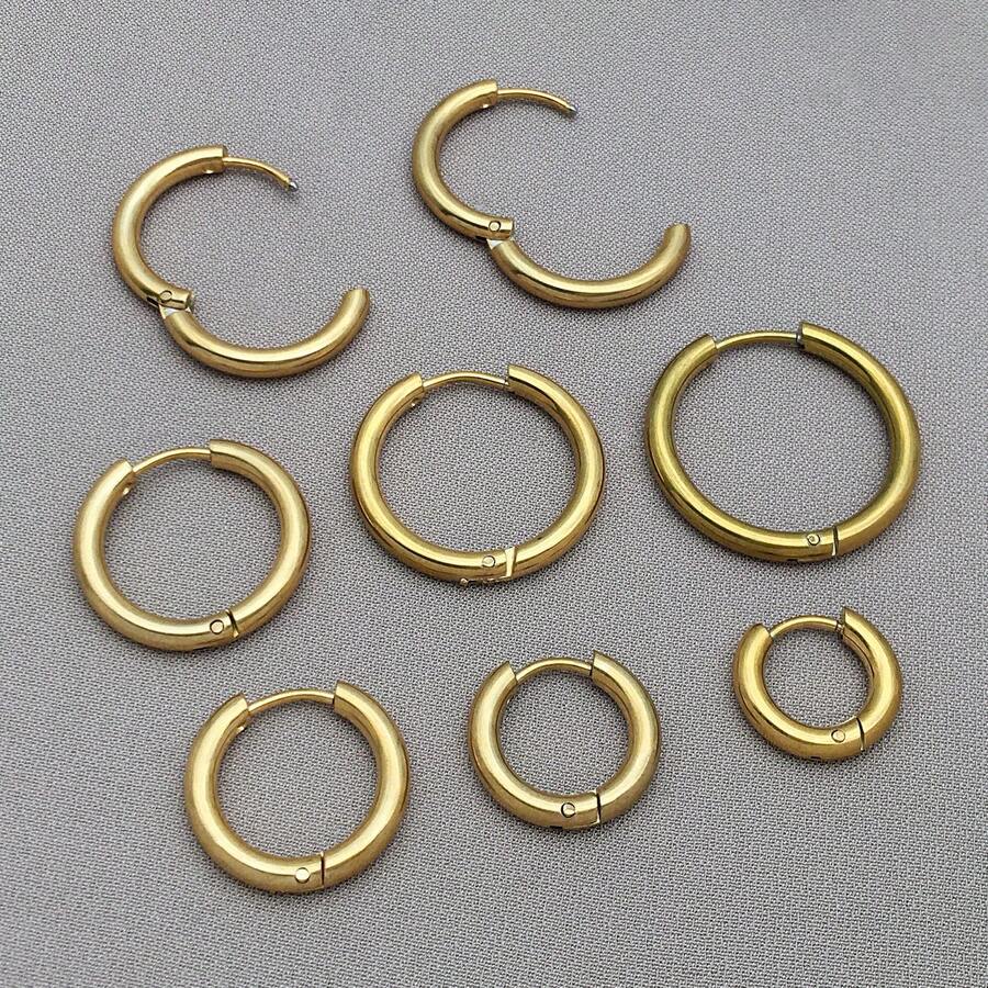 3pcs 8-18mm Stainless Steel Ear Hoop Gold Color Earring For Women Men DIY Jewelry Making Earring Punk Hiphop Piercing Accessory
