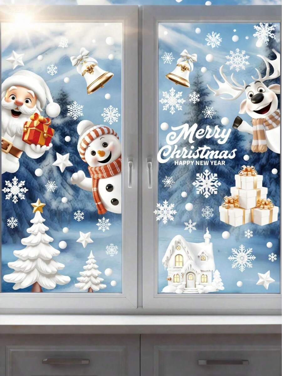 146pcs Christmas Decoration Static Window Stickers, Christmas Tree ...