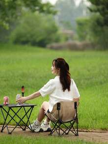 Foldable Camping Chair, Beach Chair, Fishing Chair, Outdoor Folding Table, Camping Equipment, Cup Holder Design, Aluminum Alloy Material, Quick Fold And Storage, Comes With Carrying Bag. Suitable For Camping, Travel, Hiking, Beach And Backyard Outdoor Accessories. - Multicolor - View 7