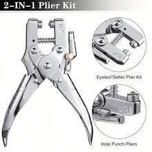 [2-In-1 Punch And Setting Pliers] Steel Eyelet Setter Plier Kit With 100 Eyelets, 2-In-1 Punch And Setting Pliers By ASDTODW For Fabric, Leather, Belts, Canvas, Shoes, Bags - Craft Supplies Tool Set - Hole Punch Plier - View 6
