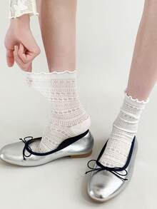 1/3 Packungen Damen Knöchelsocken in verschiedenen Farben, atmungsaktiv mit Rüschenbündchen, gemütlich im Cottagecore-Stil für Zuhause, Loungewear und lässigen Alltag - Verschiedenfarbig - Übersicht 3