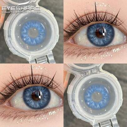 Eyeshare 1 Pair Colorful Contact Lenses Natural Blue Eye Lenses Green Lenses Gray Eye Contacts Brown Lens,Yearly Disposable,Dimension Of 14.0mm