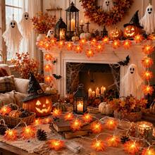 1pc Red Maple Leaf String Lights, Decorative Garland Lights, Suitable For Home, Halloween, Cloak, Room, Bedroom, Party, Festival, Garden, Wedding, Halloween Party, Thanksgiving Decoration, Autumn Decoration, Stair Railing Decoration - Maple Leaf Light String - View 11