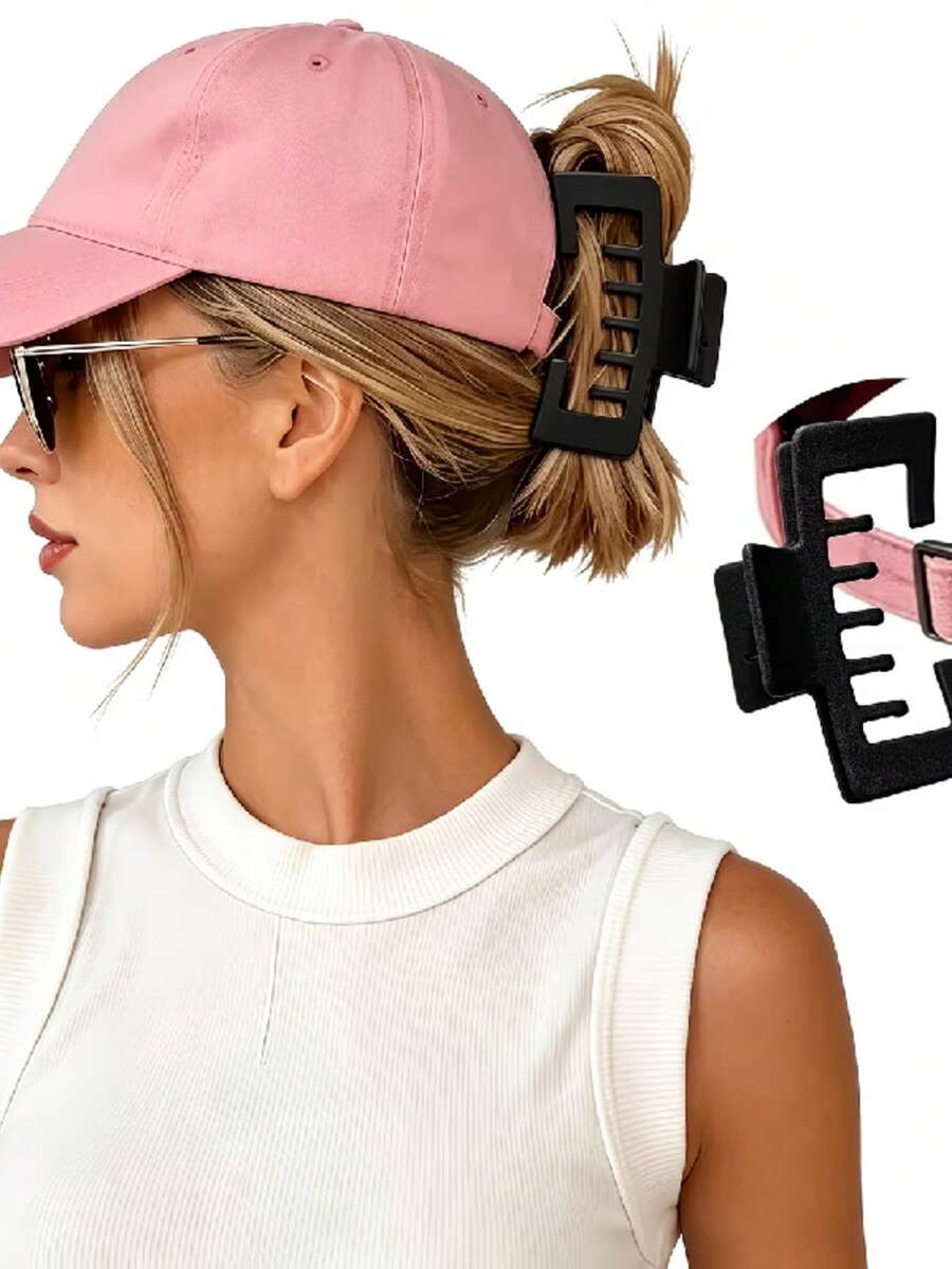 2pcs Leopard Print Creative Notch Design Hair Claw Clips, Suitable For Back Of Head Ponytail Hat Wear Sun Protection Updo Hair Claw, Daily And Formal Hairstyles, Suitable For Unique Ponytails And Buns, Suitable For Dates, Daily Work Commute, Date Use, Youthful, Meets Daily Matching Needs. Beach Vacation, Easy To Create, Practical Good Item - Multicolor - View 1