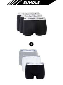 Calvin Klein [حزمة] 3 عبوات بوكسر قطن حديث + 3 عبوات بوكسر رجالي قطن حديث - أبيض وأسود + أسود/ أبيض/ رمادي - مشاهدة 1