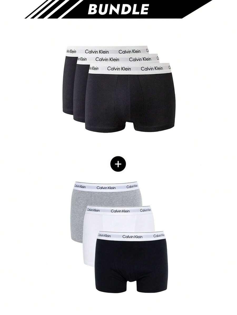 Calvin Klein [حزمة] 3 عبوات بوكسر قطن حديث + 3 عبوات بوكسر رجالي قطن حديث - أبيض وأسود + أسود/ أبيض/ رمادي - مشاهدة 1