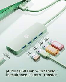 HP 4-In-1 Docking Station, DHC-CT100D, USB-A 2.0, 1-To-4, USB2.0*4, Type-C*1, Efficient File Transfer, Portable Multi-Function Docking Station, Plug And Play, Fresh Green, Suitable For Gift And Office Use. - View 3