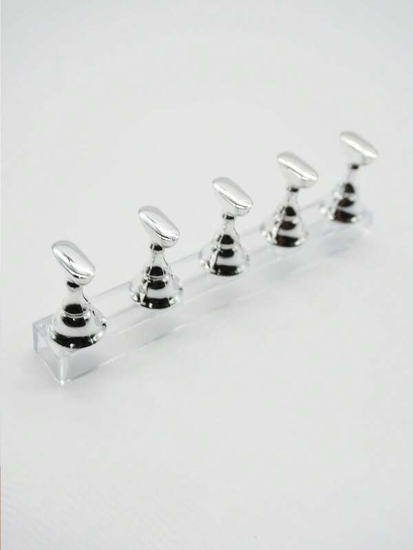 5 Nail Art Chess Piece Practice Nail Holders Silver