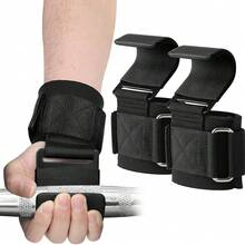 2pcs Set Fitness Squat Weightlifting Pull-Up Wrist Hooks Horizontal Bar Sports Equipment, For Reducing Strength Training, Not Hand Strength Hooks Gym Accessories - Black - View 6