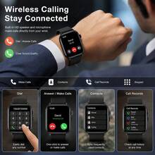 AQMWWG New Smart Watch: Wireless Calling/Multiple Sports Modes/Camera/Music, Alarm, Stopwatch, Customizable Watch Face, LED Outdoor Light, Compatible With IOS/Android, Daily Use And Holiday Gift. - View 2