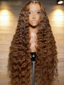 34 Inch 250% Density 13x4 Chocolate Brown Deep Wave  Human Hair Wig 13x4 Loose Deep Wave Lace Front Wigs Human Hair 4# Colored Pre Plucked Wet And Wavy Lace Front Wig Human Hair For Women With Baby Hair Natural Black Color - S4 - View 1