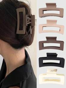 5 pezzi Fermagli per capelli quadrati minimalisti di colore solido opaco, Fermagli per capelli premium cavi per la parte posteriore della testa, bagno, semi-raccolti, coda alta, fermagli per capelli senza tracce, adatti per uscite, sport, shopping, vacanze, esibizioni, tè pomeridiano, accessori per capelli versatili, regalo pratico per San Valentino, ritorno a scuola, anniversario - Multicolore - Visualizzare 2