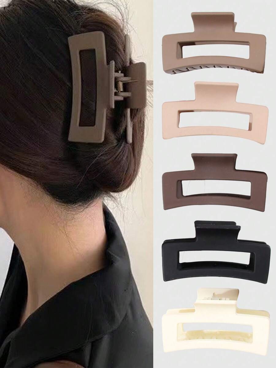 5 pezzi Fermagli per capelli quadrati minimalisti di colore solido opaco, Fermagli per capelli premium cavi per la parte posteriore della testa, bagno, semi-raccolti, coda alta, fermagli per capelli senza tracce, adatti per uscite, sport, shopping, vacanze, esibizioni, tè pomeridiano, accessori per capelli versatili, regalo pratico per San Valentino, ritorno a scuola, anniversario