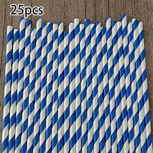 25/100pcs Light Blue/Pink Striped Straws, Beverage Straws, 6mm Diameter, Cute Cartoon Striped Paper Straws, 197mm Length - Perfect For Birthday Parties, Weddings And Anniversaries, Mother's Day - View 20