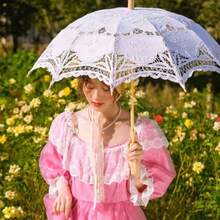 Vintage Victorian Style Wooden Handle Lace Parasol - Wedding Bride Photography Prop, Bridesmaid Outdoor Decorative Umbrella, Suitable For Wedding And Vintage Pastoral Style Photoshoot - Multiple Styles - View 4