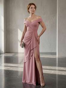 Long Emerald Dress, Blue, Green, Red, Marsala, Rose, Olive + Colors - 乾枯玫瑰色 - 查看 2