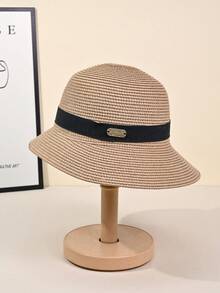 1pc Women's Summer New Solid Color Minimalist Versatile Easy-To-Care Elegant Outdoor Sun Protection Beach Straw Hat, Summer Hot-Selling Fashion Easy-To-Care Face-Slimming Outdoor Sun Protection Bucket Hat, Comfortable Elegant Elegant Casual Suitable For Outings, Gatherings, Shopping, Travel, Vacation And Other Occasions - Multicolor - View 6