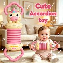 Fun Cartoon Accordion Toy, Candy Green/Candy Pink, ABS Material, Suitable For Children To Improve Hand-Eye Coordination And Grasping Ability, Perfect Birthday Gift, Holiday Gift. (No Electricity Required) - Multicolor - View 1