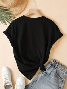 Plus Size T-Shirts - 黑色 - 查看 2