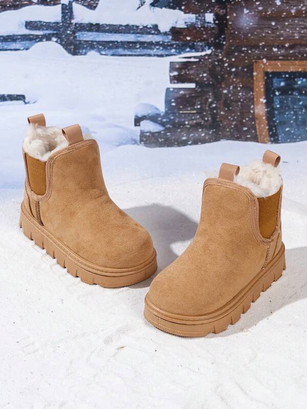 1 Paio di Stivali da Neve Chelsea Classici Vintage per Bambini, Fodera Termica Spessa, Antiscivolo, Resistente all'Usura, Scarpe Invernali Calde