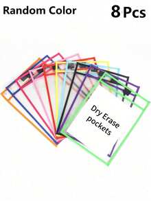 OBOVAY 1/2/4/6/8/10pcs Reusable Dry Erase Pockets, Large Size Writable And Erasable Pockets, Transparent Plastic File Sleeves, Teacher School Classroom Supplies, Learning Supplies, Back To School - A - View 13