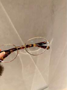 "D U K E" Series Retro Round Blue Light Block Glasses  Vintage Tortoiseshell & Gold Metal Frame, Fashion Non-Prescription Clear Lens Eyewear, - 無色 - 查看 7