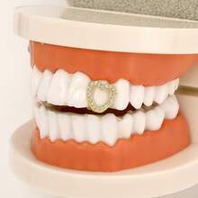 1-2Pcs Gold Grillz Teeth Cover, Fake Braces, Oral Accessory For Men&Women, Rapper Look, Festival, Concert&Party Wear Shiny&Bling Budget-Friendly - Multicolor - View 8