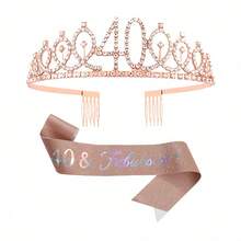 Juego de 2 piezas, 21º, 30º, 40º, 50º, 60º, 70º Cumpleaños Banda Corona Tocado, para Mujeres, Banda de Feliz Cumpleaños, 21º, 30º, 40º, 50º, 60º, 70º Regalos y Decoraciones para Fiesta de Cumpleaños - Multicolor - Ver 6