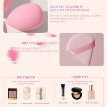 12Pcs Pink Makeup Sponge & Powder Puff Combo Set, Multi-Size Teardrop Blending Sponges, Heart Square Finger Puffs & Triangle Velvet Puffs, Wet Dry Dual Use For Foundation, Concealer & Loose Powder - Multicolor - View 8
