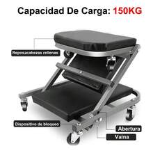 Cama deslizante de 36 pulgadas para mecánico con 6 ruedas, capacidad de carga 150kg, plataforma robusta ergonómica para reparación automotriz en garaje y taller mecánico - por defecto - Ver 2