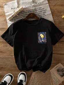 Plus Size T-Shirts - 黑色 - 查看 3
