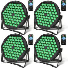 Set Of 4 LED Par Lights (Model 64) With Remote Control, DMX And Sound Activation: Light Bath Lights For Weddings, Parties, DJ Shows And Bar Events. - Black - View 1