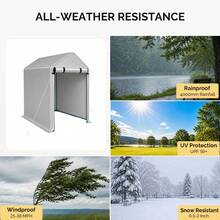 3x6 FT Heavy Duty Bike Storage Shed, Weatherproof Outdoor Portable Storage Tent For Bicycles & Garden Tools - Silver-gray - View 7