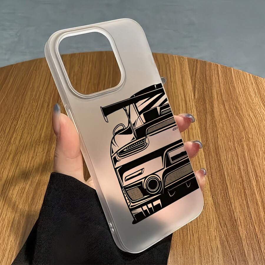 1pc Translucent Matte Personalized Line Tail Wing Sports Car Pattern