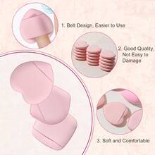 12Pcs Pink Makeup Sponge & Powder Puff Combo Set, Multi-Size Teardrop Blending Sponges, Heart Square Finger Puffs & Triangle Velvet Puffs, Wet Dry Dual Use For Foundation, Concealer & Loose Powder - Multicolor - View 5