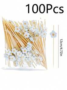 1/50/100pcs White Daisy Decorative Picks, Suitable For Fruit, Dessert, Snack And Cocktail Decoration, Applicable For Daily Home (Tableware) And Party (Dessert Table, Cocktail Party) - View 12