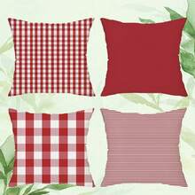 shangxia 4 buah Sarung Bantal Kotak-kotak Merah Minimalis Modern, Sarung Bantal Motif Garis-garis untuk Dekorasi Sofa Ruang Tamu - Cetak Satu Sisi - MultiWarna - View 12