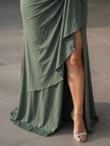 Long Emerald Dress, Blue, Green, Red, Marsala, Rose, Olive + Colors - 軍綠色 - 查看 2