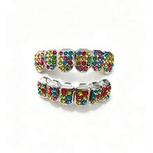HIPHOP Style Gold Grillz Full Mouth 6 Teeth Dental Caps - Multicolor - View 2