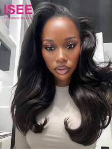 ISEE New Invisible Hairline Half Wig, Wavy Curl, 180% Density, 14-16 Inch Bob Length, 18-28 Inch Regular Length, Reversible, Glueless Wear, Suitable For Beginners, Natural Color, Natural Hair, Women's Wig - SNatural - View 3
